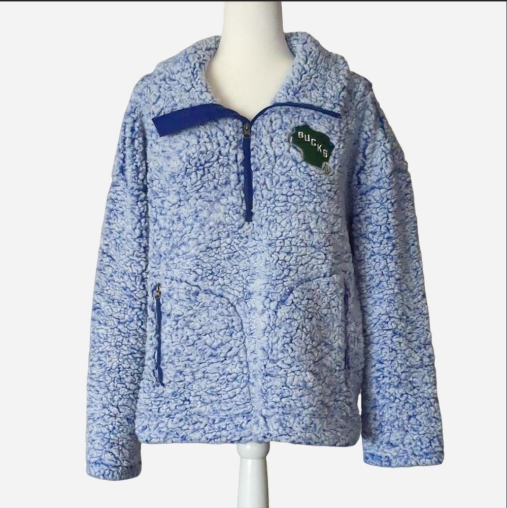 🏀 NBA Milwaukee Bucks G-III 4Her Sherpa Quarter-Zip Pullover Size L